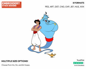 Aladdin, Genie Back To Back - Disney's Aladdin - Embroidery Design in 3 sizes & 8 formats