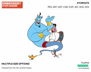 Aladdin, Genie Shaking Hands, Carpet, Abu - Disney's Aladdin - Embroidery Design in 3 sizes & 8 formats