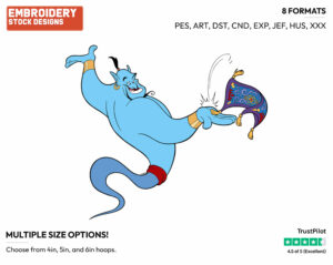 Genie, Carpet - Disney's Aladdin - Embroidery Design in 3 sizes & 8 formats