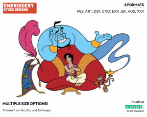 Aladdin, Genie, Abu, Carpet - Disney's Aladdin - Embroidery Design in 3 sizes & 8 formats