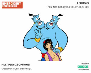 Aladdin, Genie - Disney's Aladdin - Embroidery Design in 3 sizes & 8 formats