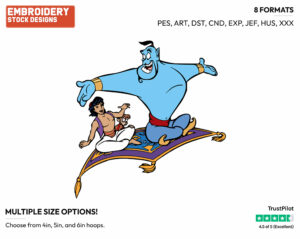 Aladdin, Genie, Abu, Carpet - Disney's Aladdin - Embroidery Design in 3 sizes & 8 formats