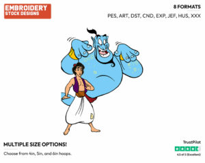 Aladdin, Genie - Disney's Aladdin - Embroidery Design in 3 sizes & 8 formats
