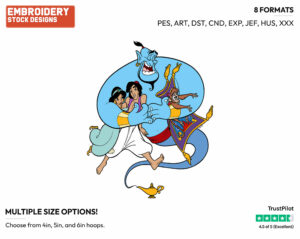 Aladdin, Genie, Jasmine, Abu, Carpet - Disney's Aladdin - Embroidery Design in 3 sizes & 8 formats