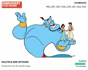 Aladdin, Genie, Jasmine - Disney's Aladdin - Embroidery Design in 3 sizes & 8 formats