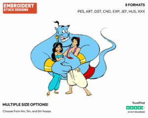 Aladdin, Genie, Jasmine - Disney's Aladdin - Embroidery Design in 3 sizes & 8 formats