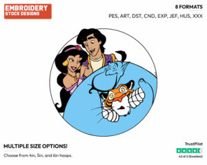 Aladdin, Jasmine, Genie, Rajah - Disney's Aladdin - Embroidery Design in 3 sizes & 8 formats