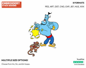 Genie, Abu - Disney's Aladdin - Embroidery Design in 3 sizes & 8 formats
