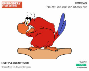 Iago On His Perch - Disney's Aladdin - Embroidery Design in 3 sizes & 8 formats