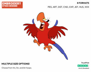 Excited Iago - Disney's Aladdin - Embroidery Design in 3 sizes & 8 formats