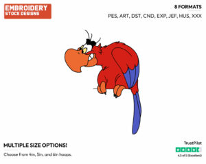 Sneaky Iago - Disney's Aladdin - Embroidery Design in 3 sizes & 8 formats