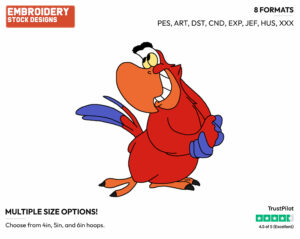 Iago - Disney's Aladdin - Embroidery Design in 3 sizes & 8 formats