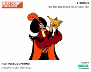 Jafar, Magic Lamp - Disney's Aladdin - Embroidery Design in 3 sizes & 8 formats