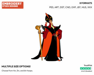 Jafar, Iago On Shoulder - Disney's Aladdin - Embroidery Design in 3 sizes & 8 formats