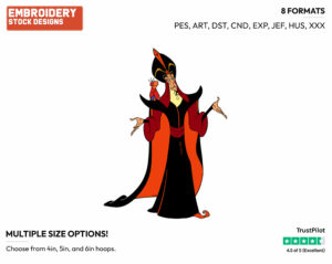 Jafar Shrugging - Disney's Aladdin - Embroidery Design in 3 sizes & 8 formats