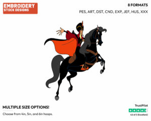 Jafar Riding Horse - Disney's Aladdin - Embroidery Design in 3 sizes & 8 formats