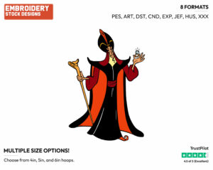 Jafar, Diamond - Disney's Aladdin - Embroidery Design in 3 sizes & 8 formats