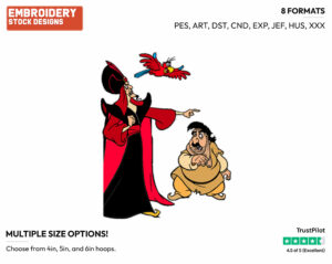 Jafar, Iago, Thief - Disney's Aladdin - Embroidery Design in 3 sizes & 8 formats