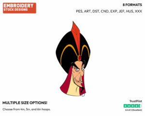 Jafar's Face - Disney's Aladdin - Embroidery Design in 3 sizes & 8 formats