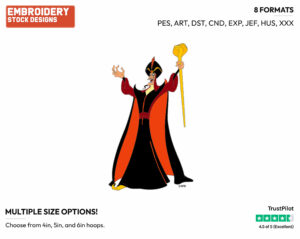 Jafar - Disney's Aladdin - Embroidery Design in 3 sizes & 8 formats