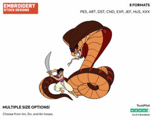 Aladdin, Snake Jafar - Disney's Aladdin - Embroidery Design in 3 sizes & 8 formats