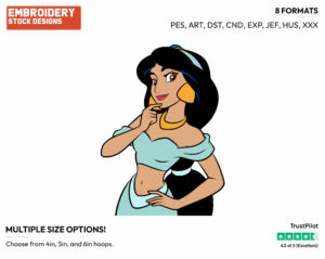 Jasmine - Disney's Aladdin - Embroidery Design in 3 sizes & 8 formats