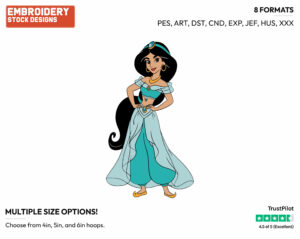 Jasmine Posing With Her Hands On Her Hips - Disney's Aladdin - Embroidery Design in 3 sizes & 8 formats