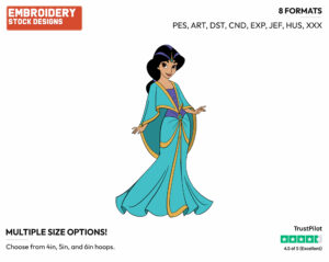 Jasmine - Disney's Aladdin - Embroidery Design in 3 sizes & 8 formats