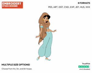 Jasmine In Disguise - Disney's Aladdin - Embroidery Design in 3 sizes & 8 formats