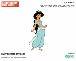 Jasmine - Disney's Aladdin - Embroidery Design in 3 sizes & 8 formats
