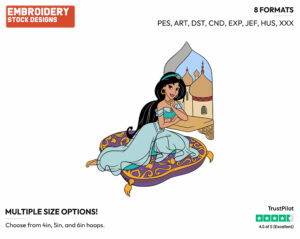 Jasmine - Disney's Aladdin - Embroidery Design in 3 sizes & 8 formats