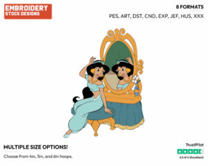 Jasmine - Disney's Aladdin - Embroidery Design in 3 sizes & 8 formats