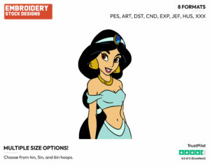 Jasmine - Disney's Aladdin - Embroidery Design in 3 sizes & 8 formats