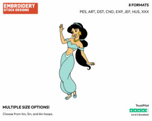 Jasmine - Disney's Aladdin - Embroidery Design in 3 sizes & 8 formats