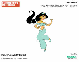 Jasmine - Disney's Aladdin - Embroidery Design in 3 sizes & 8 formats