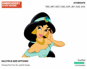Jasmine - Disney's Aladdin - Embroidery Design in 3 sizes & 8 formats