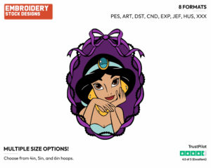Jasmine - Disney's Aladdin - Embroidery Design in 3 sizes & 8 formats
