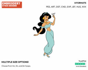 Jasmine, Dove - Disney's Aladdin - Embroidery Design in 3 sizes & 8 formats