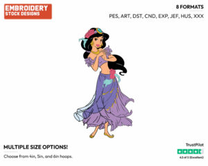 Jasmine - Disney's Aladdin - Embroidery Design in 3 sizes & 8 formats