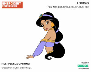 Jasmine - Disney's Aladdin - Embroidery Design in 3 sizes & 8 formats