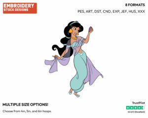 Jasmine, Compact Mirror - Disney's Aladdin - Embroidery Design in 3 sizes & 8 formats