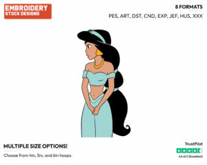 Jasmine - Disney's Aladdin - Embroidery Design in 3 sizes & 8 formats