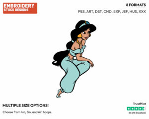 Jasmine - Disney's Aladdin - Embroidery Design in 3 sizes & 8 formats