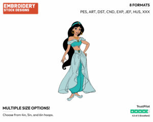 Jasmine - Disney's Aladdin - Embroidery Design in 3 sizes & 8 formats