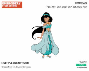 Jasmine - Disney's Aladdin - Embroidery Design in 3 sizes & 8 formats