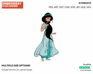 Jasmine - Disney's Aladdin - Embroidery Design in 3 sizes & 8 formats