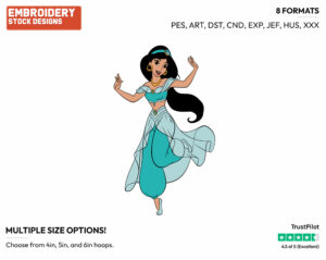 Jasmine - Disney's Aladdin - Embroidery Design in 3 sizes & 8 formats