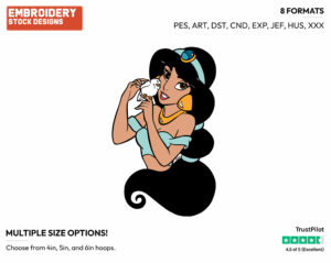 Jasmine, Bird - Disney's Aladdin - Embroidery Design in 3 sizes & 8 formats