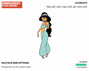Coy Jasmine - Disney's Aladdin - Embroidery Design in 3 sizes & 8 formats