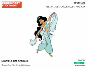 Jasmine - Disney's Aladdin - Embroidery Design in 3 sizes & 8 formats
